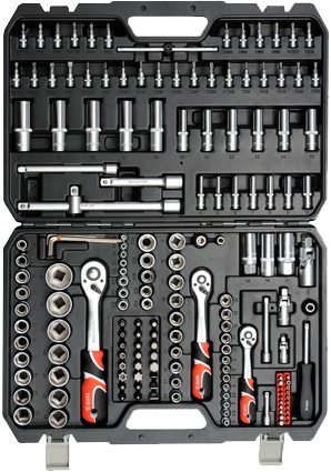 YT-38931 1/4"+3/8"+1/2" Набор головок 4-32 мм с принадлежностями, 173 предмета