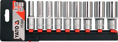 YT-3855 Набор удлиненных головок 3/8" 8-19 мм, 9 предметов