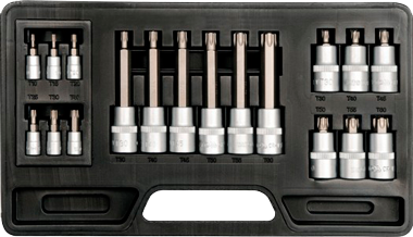 YT-7751 Набор головок 1/2"+1/4" с насадками "звёздочка", 18 предметов