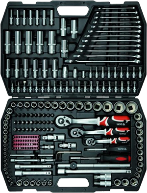 YT-38841 1/4"+3/8"+1/2" Набор головок 4-32 мм с ключами и битами, 216 предметов