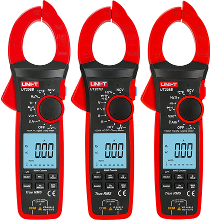 Токовые клещи 1000А 1000В TrueRMS UT206B/UT207B/208B
