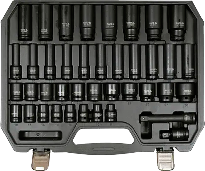 YT-10555 1/2" Набор длинных и коротких ударных головок 9-30 мм, 40 предметов