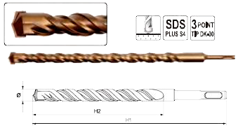 Буры по бетону с наконечником DK30 SDS+
